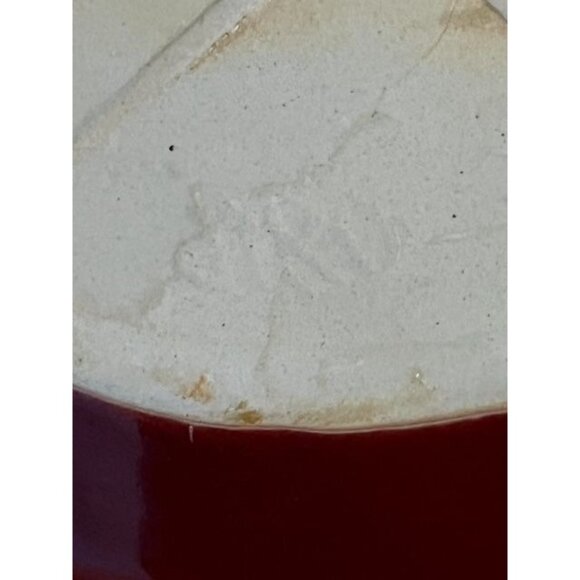 Vintage Ceramic Holiday Plate with Cardinals and Pinecones – Red & Gold Glaze – - Picture 6 of 6